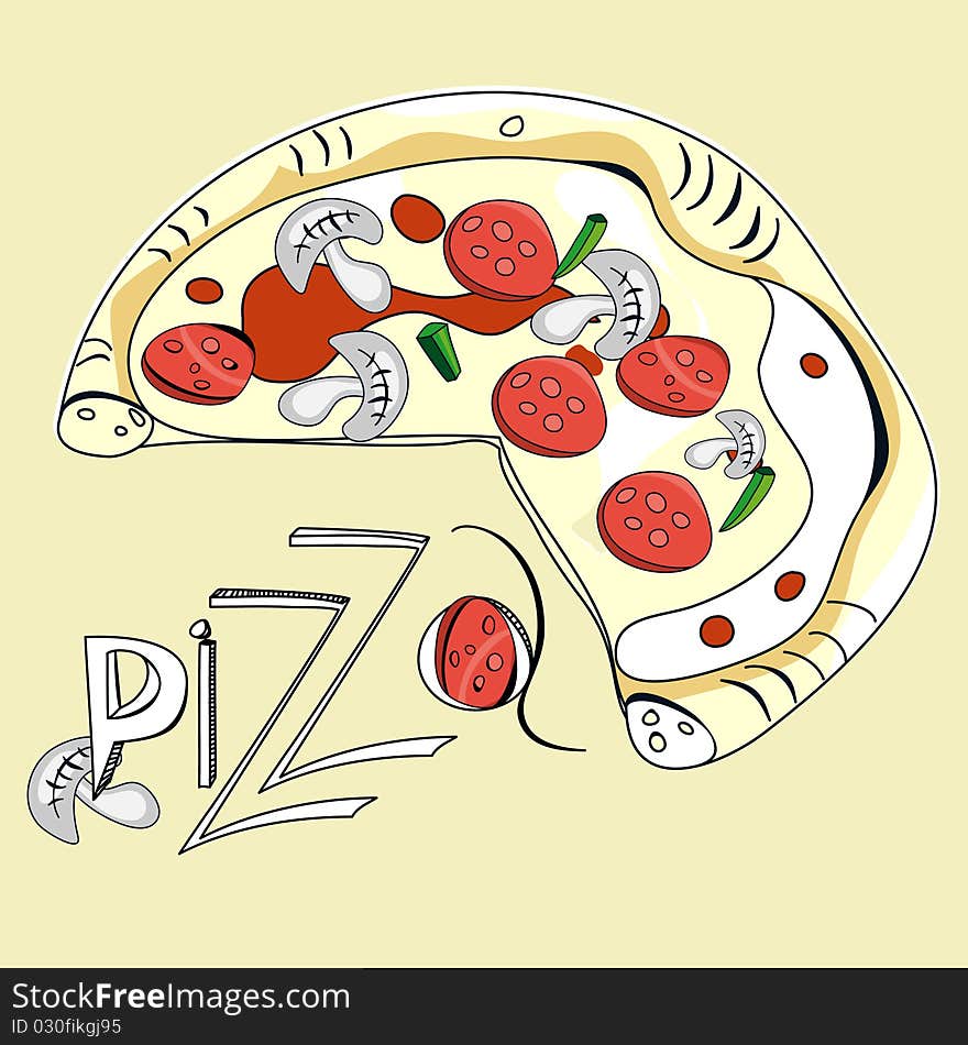 Pizza. Universal template for greeting card, web page, background