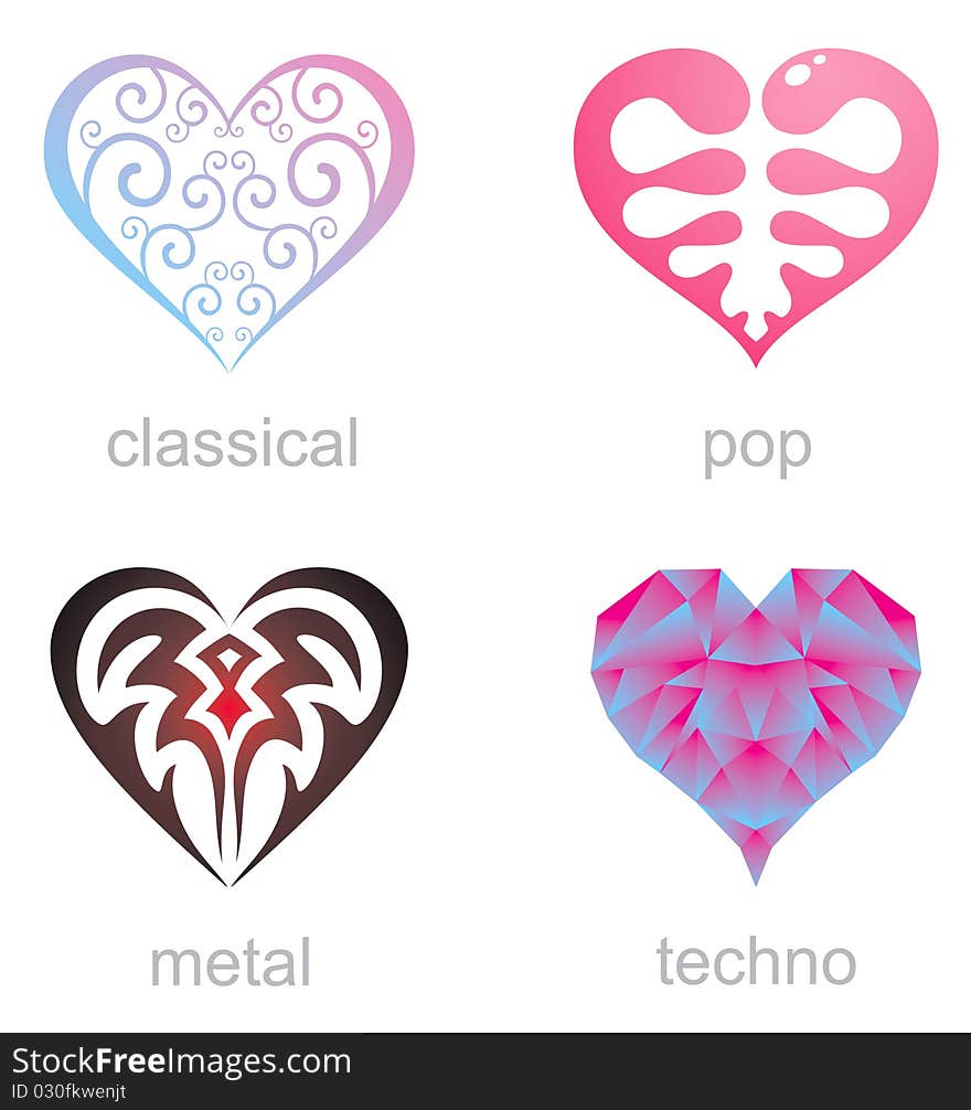 Four icons of musical hearts