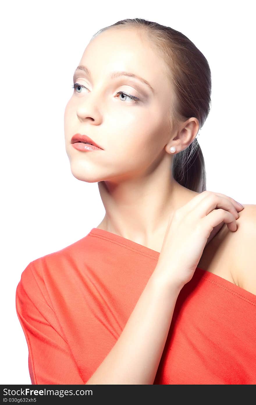 Woman On White Background