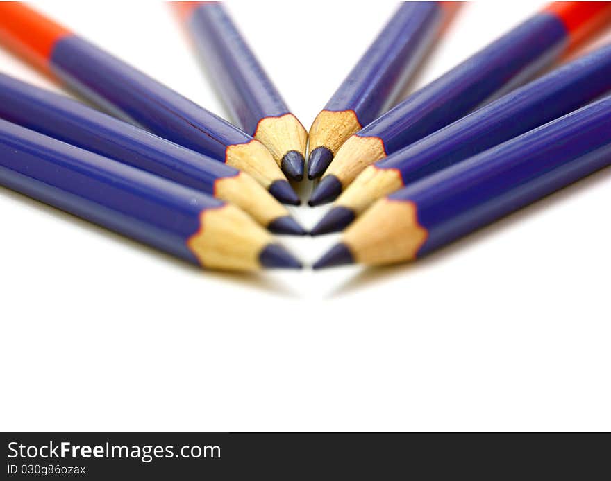 Colour pencils isolated on white background close up