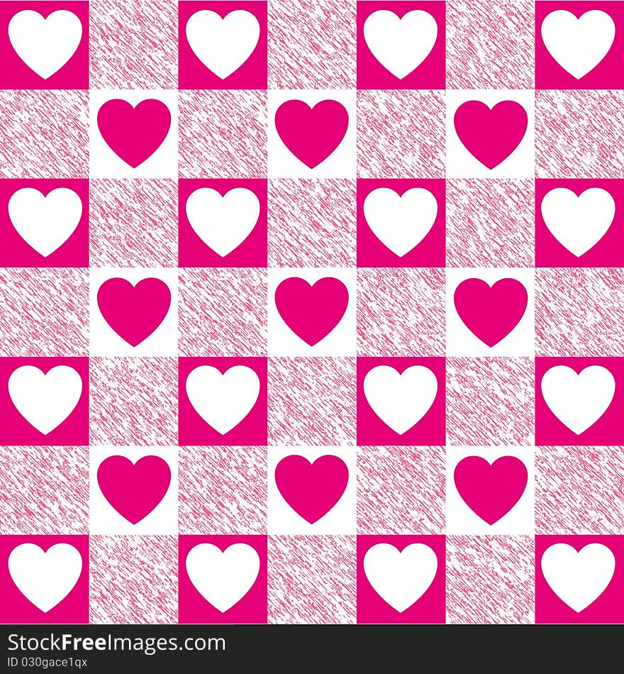 Cute pink and white checkered heart pattern; perfect for Valentine's projects