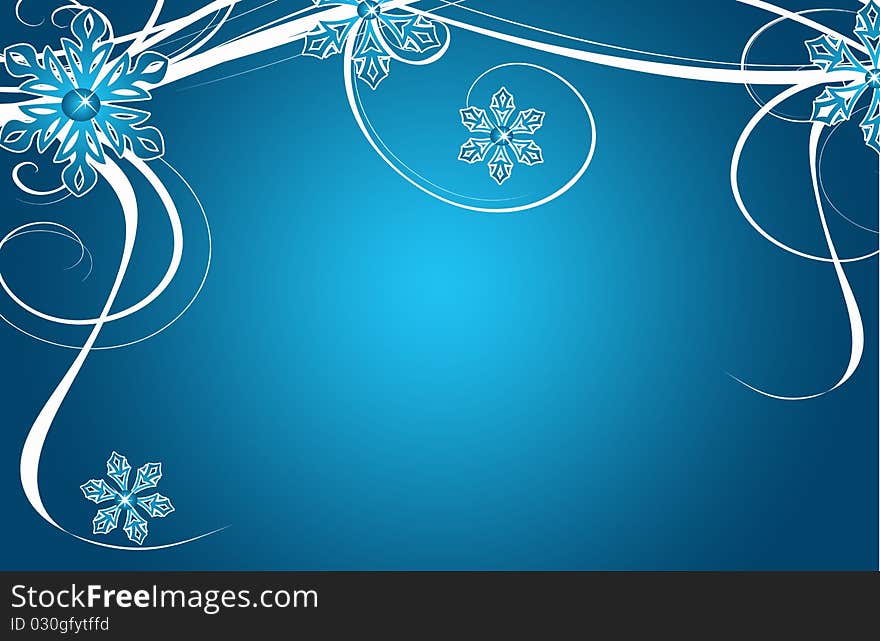 Christmas Card Blue Stars And Flowers