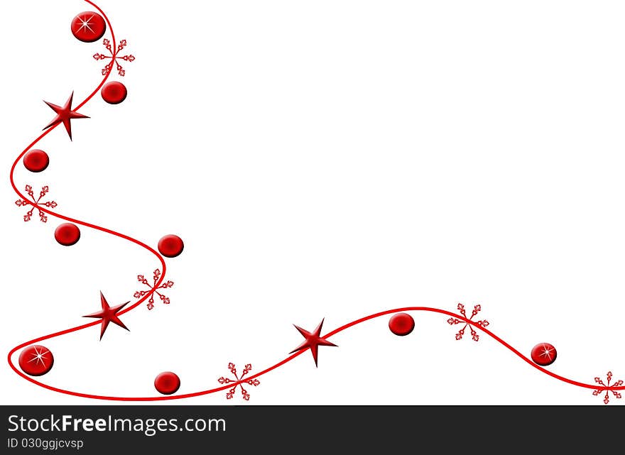 Christmas Illustration with Balls and lines flowers RED. Christmas Illustration with Balls and lines flowers RED