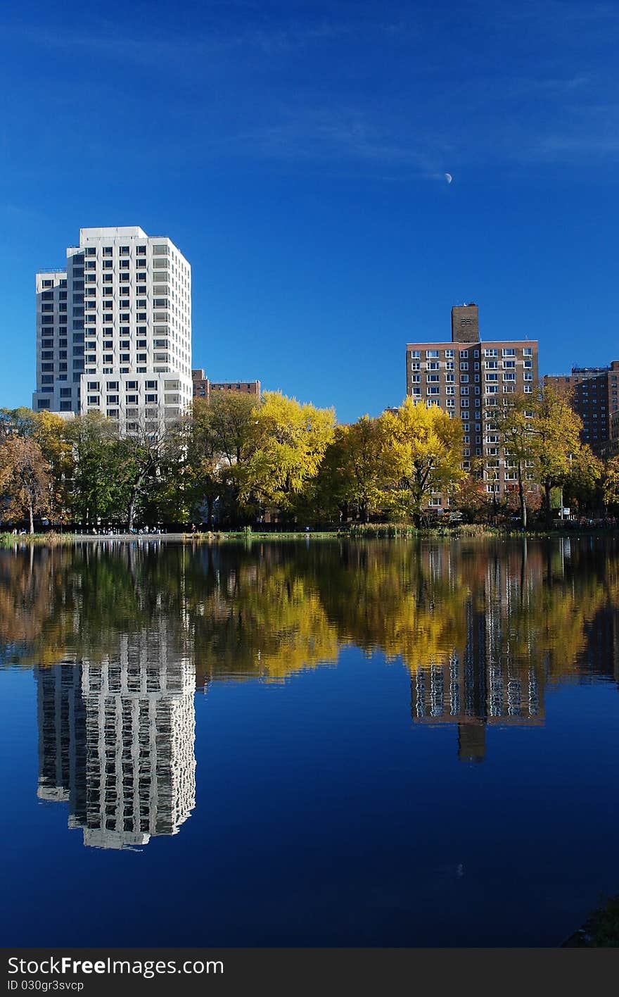 Reflexions on Harlem Meer in Central Park, New York City. Reflexions on Harlem Meer in Central Park, New York City