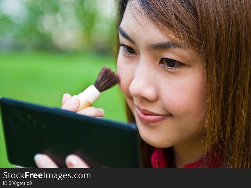 Portrait of the young beautiful in makeup