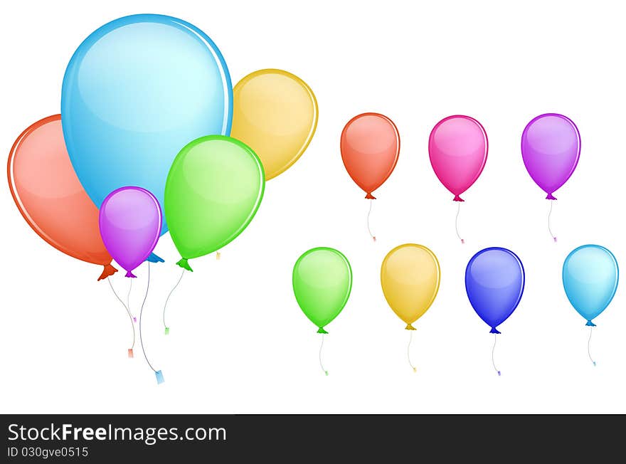 Colorful balloons isolated on white background