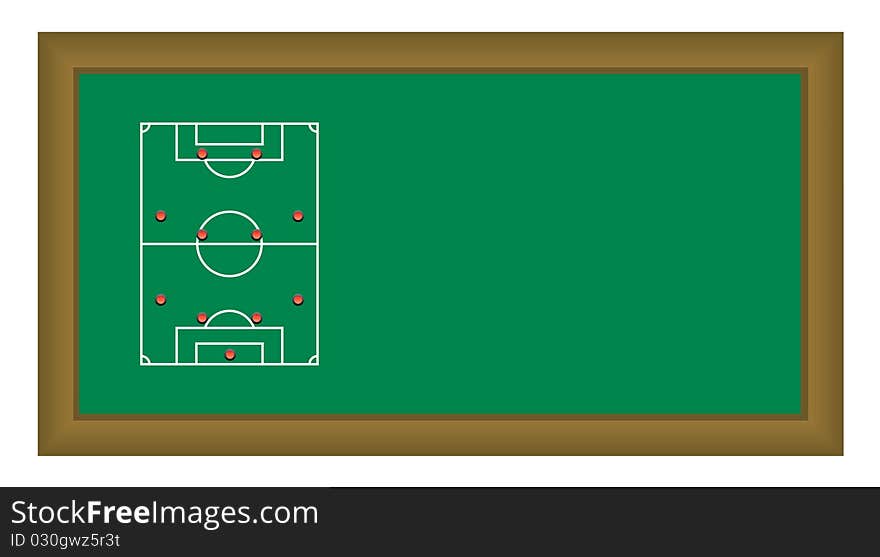 Football formation on blackboard background