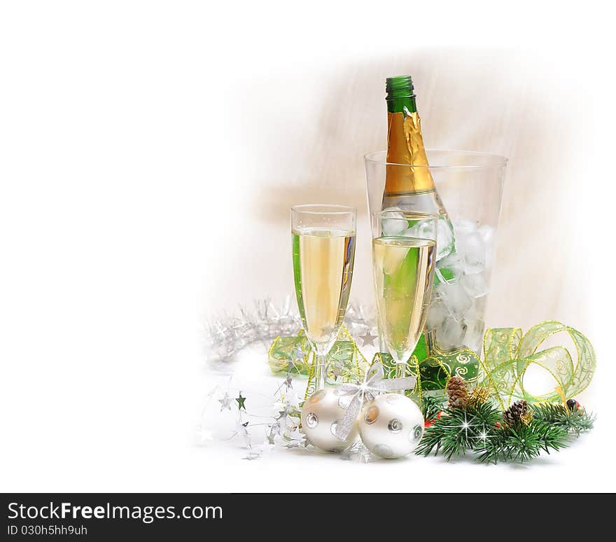 Close-up of fluted champagne glass ready for celebrating