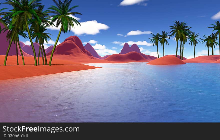 Very bright and colorful tropical landscape