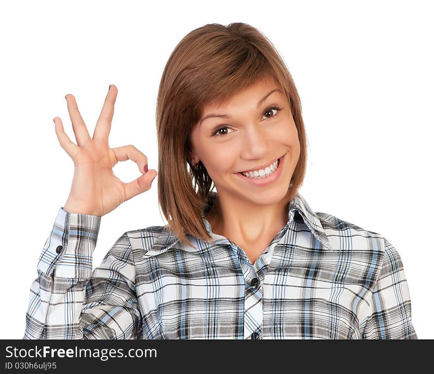 Portrait of a emotional beautiful teenage girl. Isolated on white background. Portrait of a emotional beautiful teenage girl. Isolated on white background.