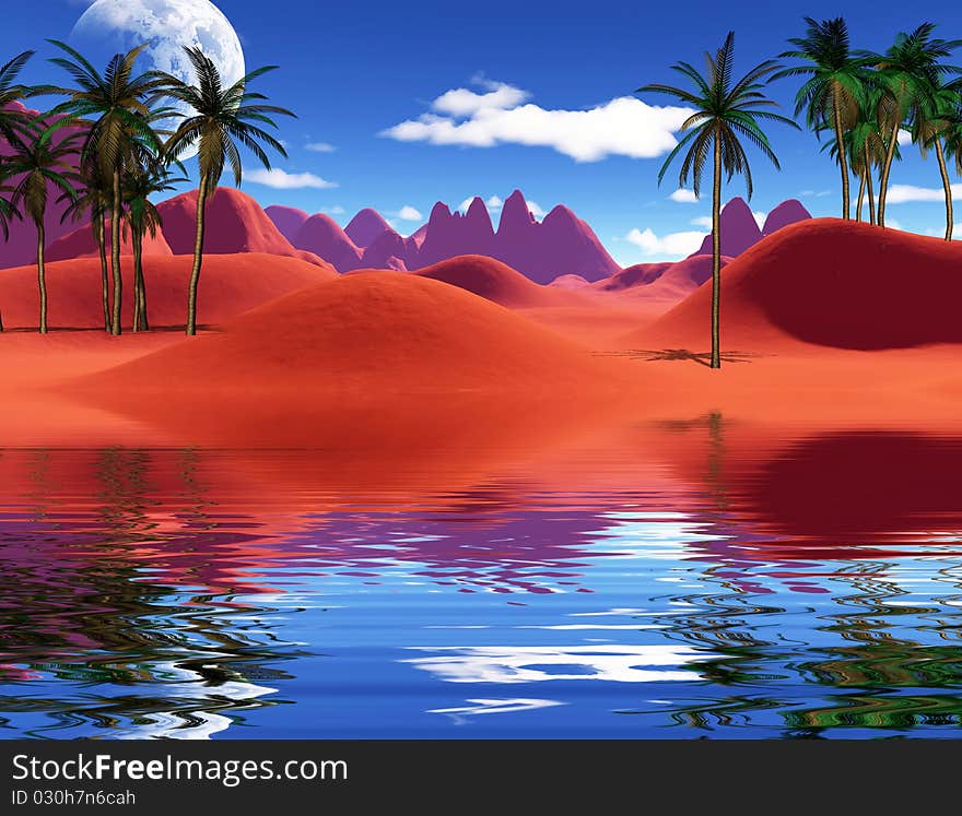 Very bright and colorful tropical landscape