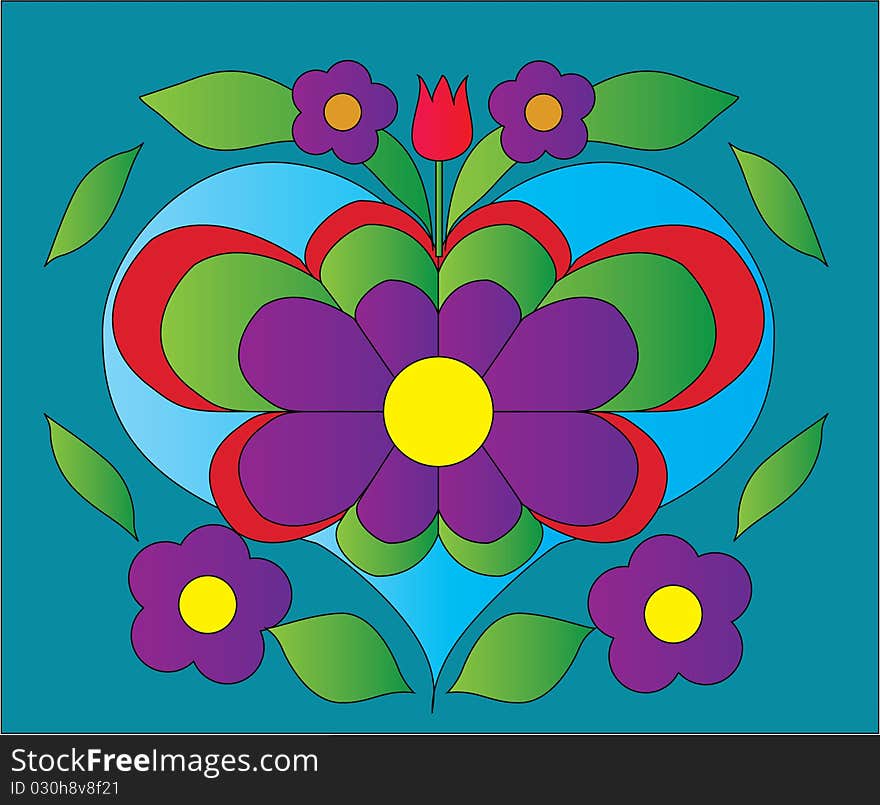 Flower heart color illustration