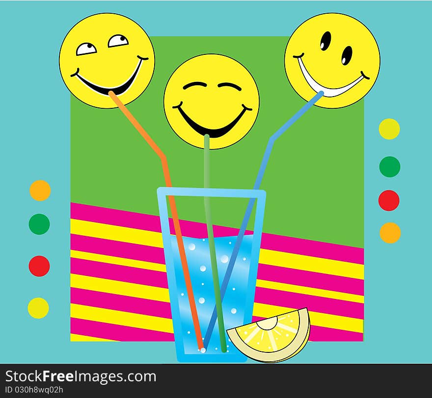 Three smiley drinking illustration vector