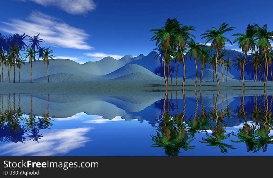 Colorful tropical landscape