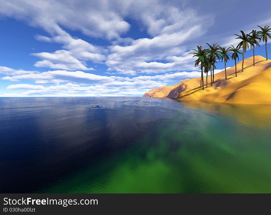 Very bright and colorful tropical landscape