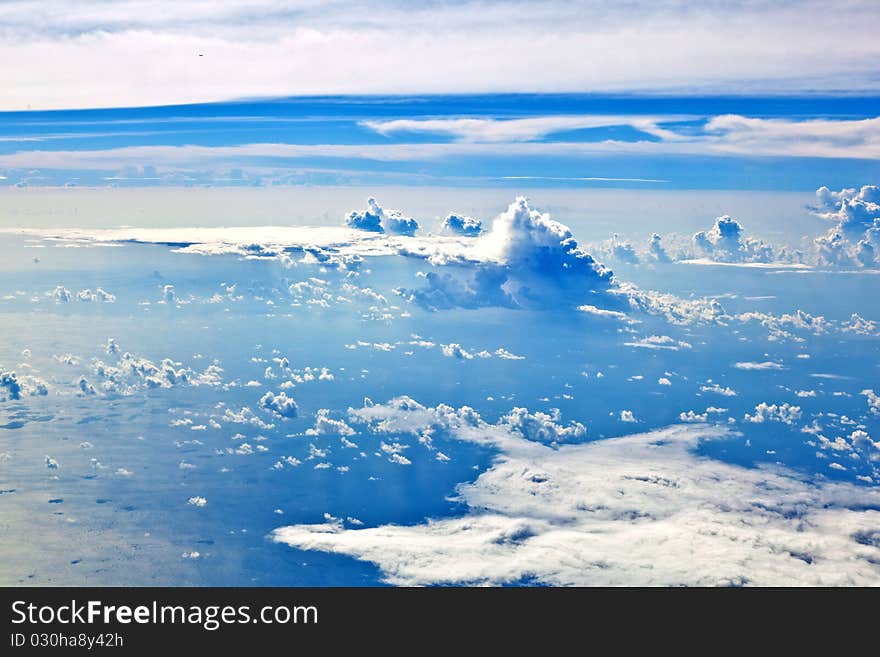 Puffy white cloudand blue sky