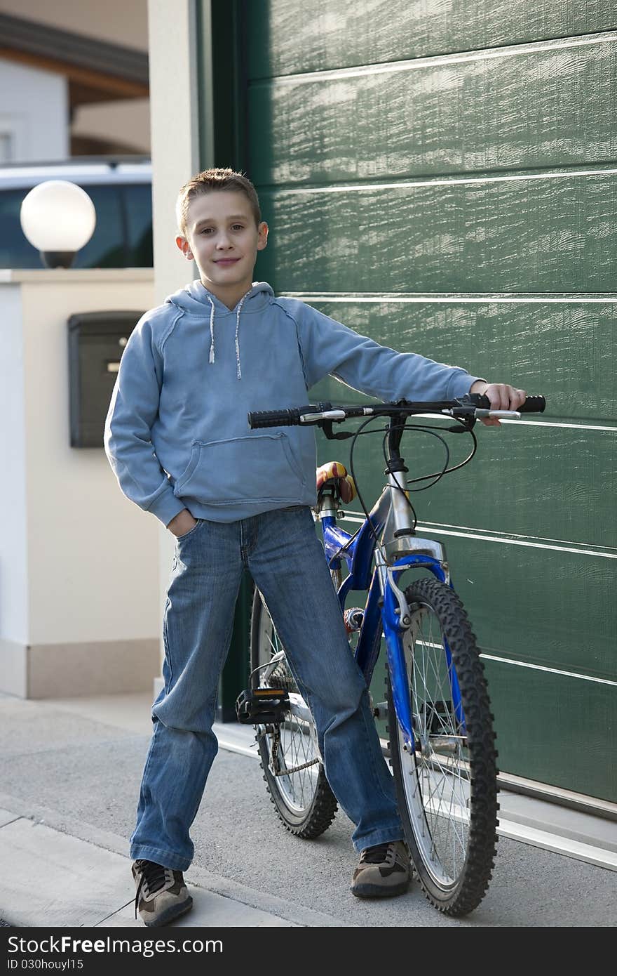 Little boy with bike