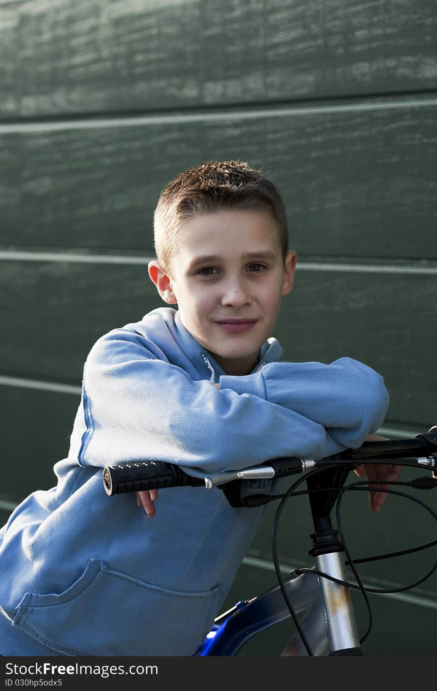 Little boy with bike