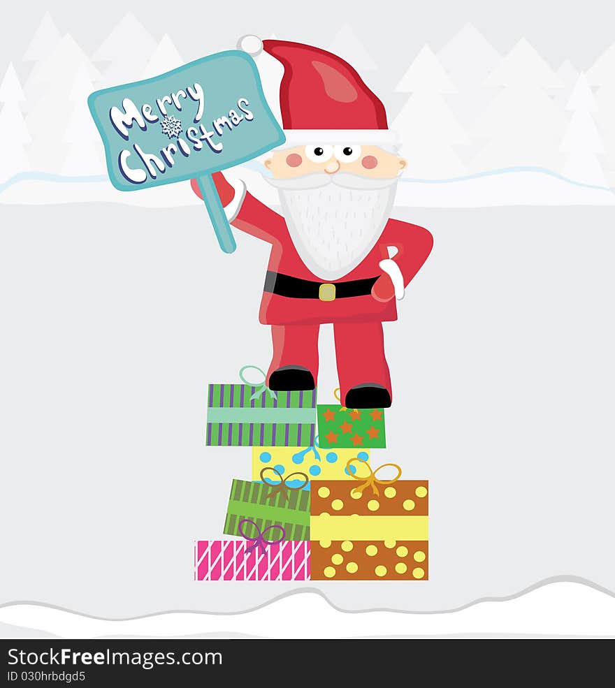 Cartoon illustration with Santa Claus. Cartoon illustration with Santa Claus