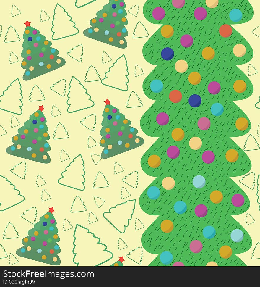 Christmas seamless pattern with tree.