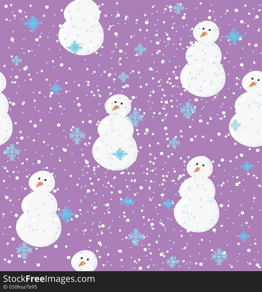 Seamless background with snowans