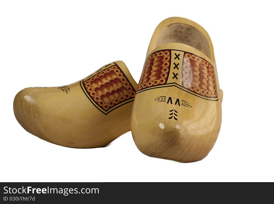 Wooden shoes isolated on a white background