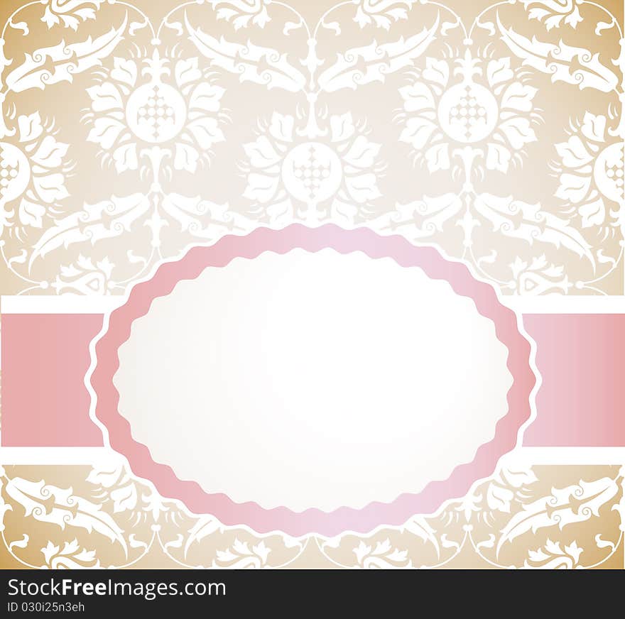 Pink card with flowers, vector illustration