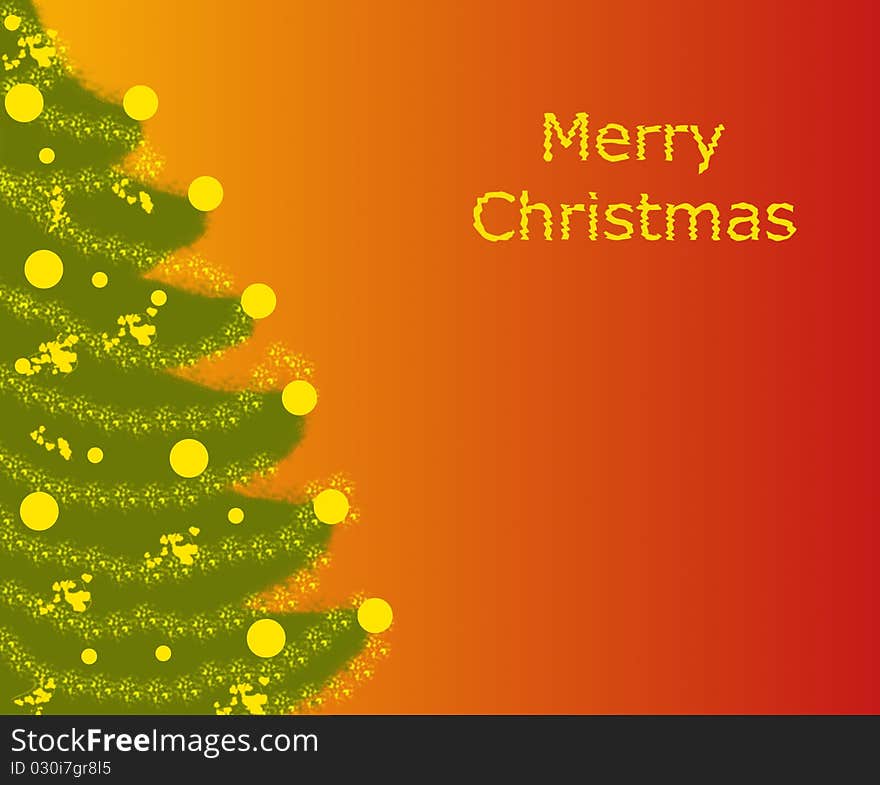 Christmas tree on orange background