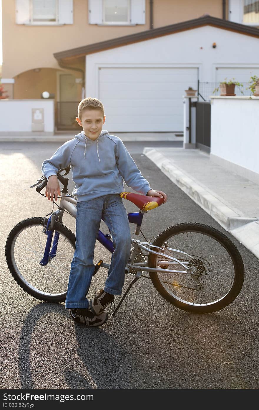 Little boy with bike