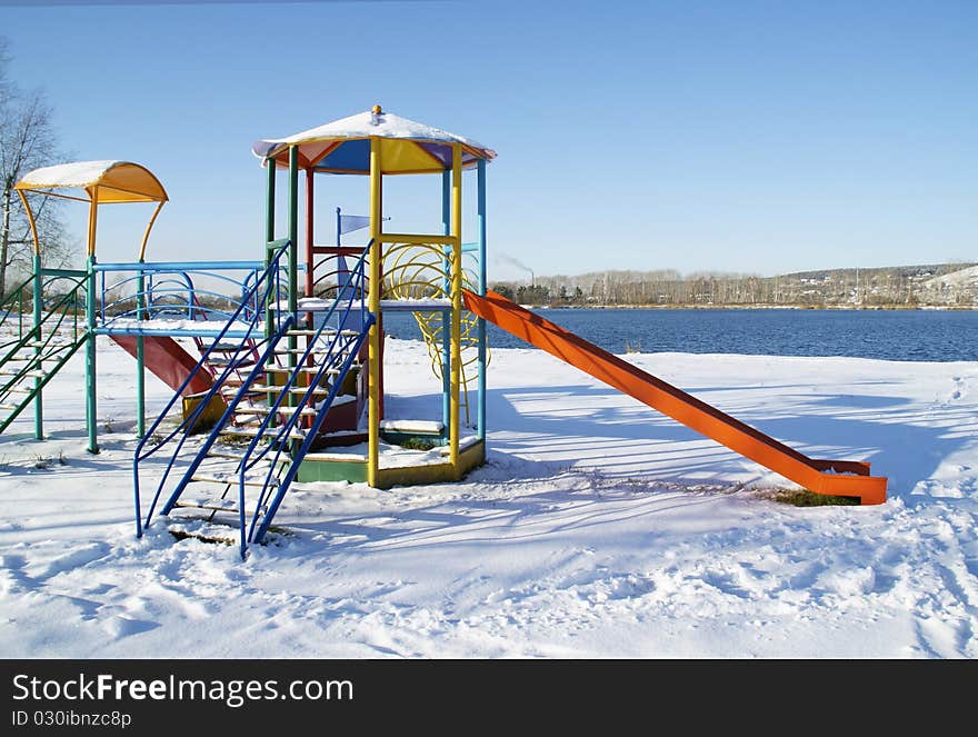 Snow-covered beach