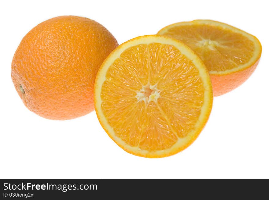 Fresh orange be appetizing isolated over the white background. Fresh orange be appetizing isolated over the white background