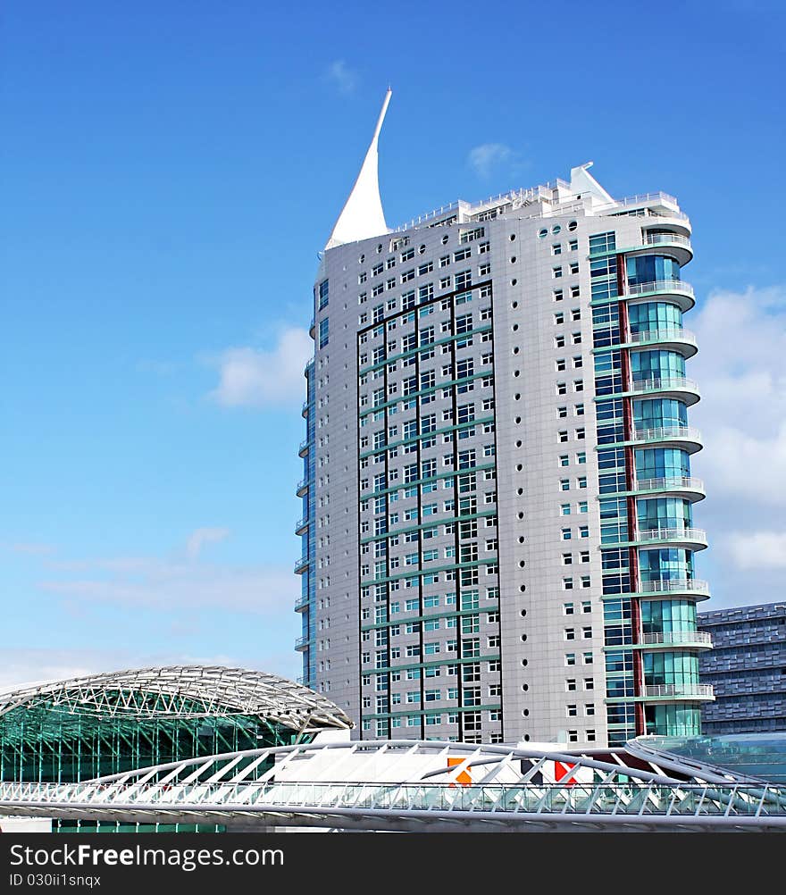 Business Center with Modern Tower of Naval Architecture