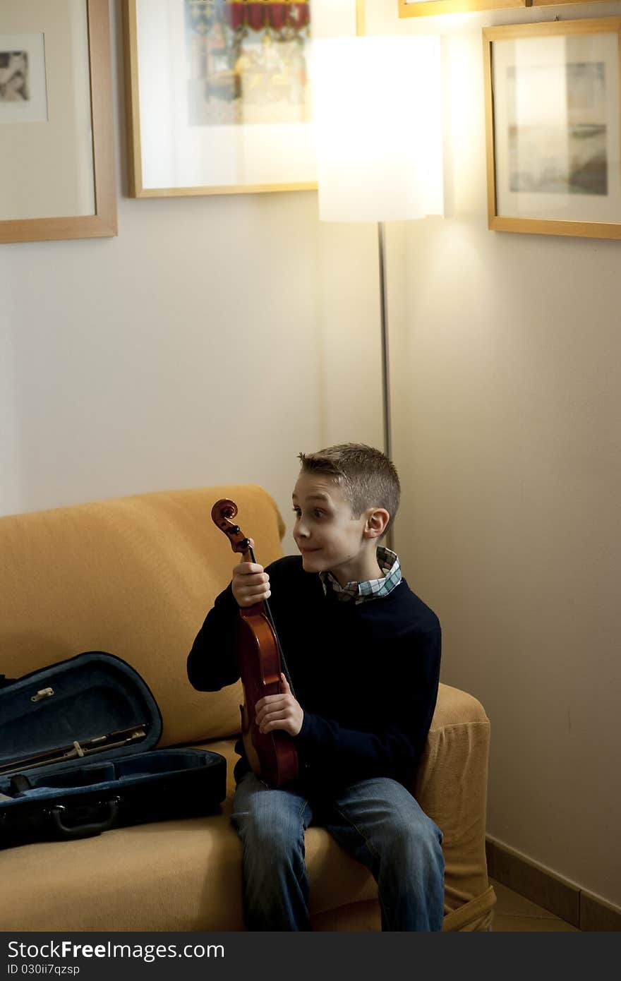 Young boy with his violin. Young boy with his violin