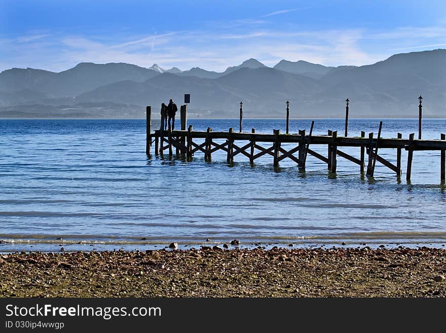 Jetty at lake Chiemsee