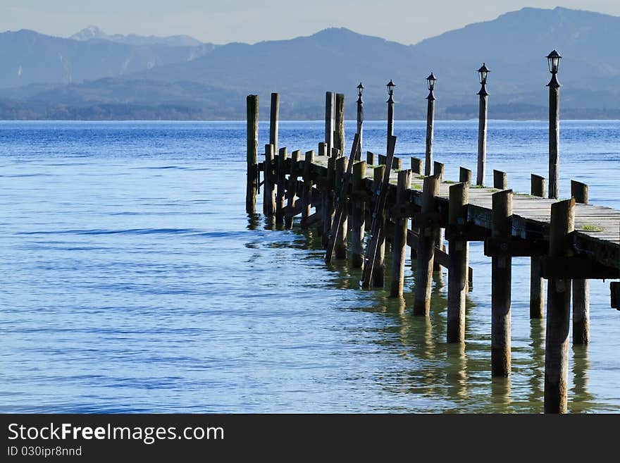 Jetty at lake Chiemsee