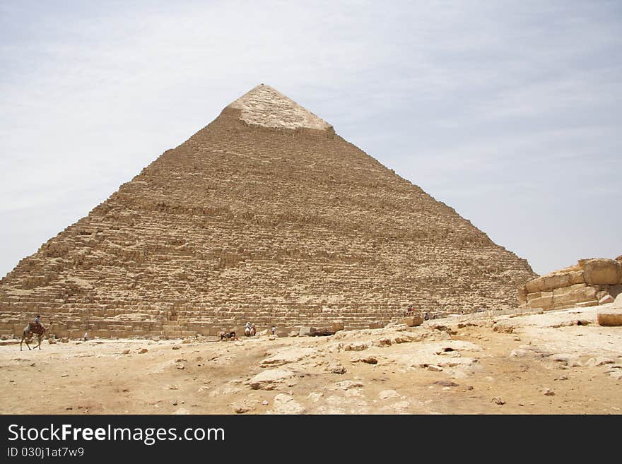 Egyptian pyramid in Giza next to Kairo.