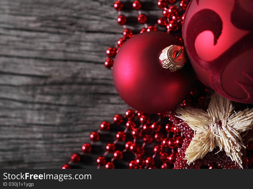 Red Decoration On The Wooden Background