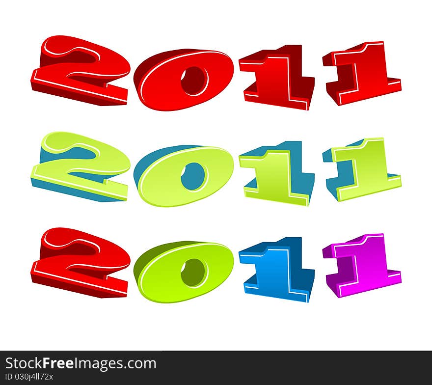 Vector illustration of colorful 2011 year. Vector illustration of colorful 2011 year