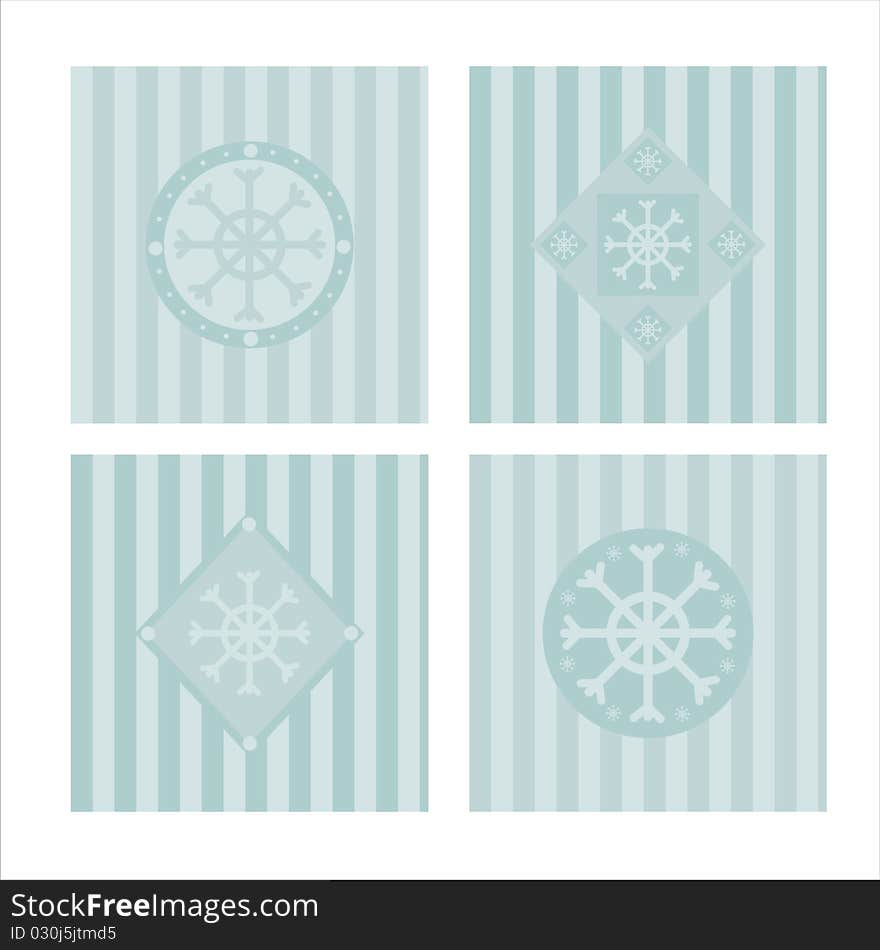 Set of 4 cute winter backgrounds