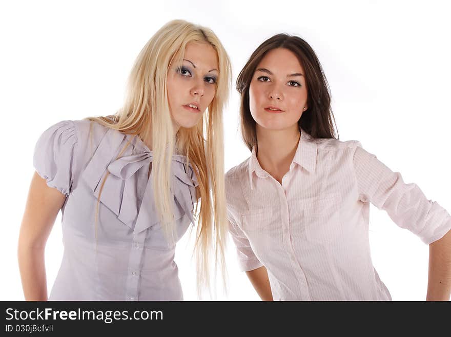 Two Woman On White Background