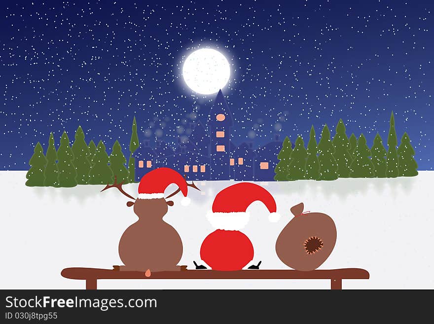 Santa and deer