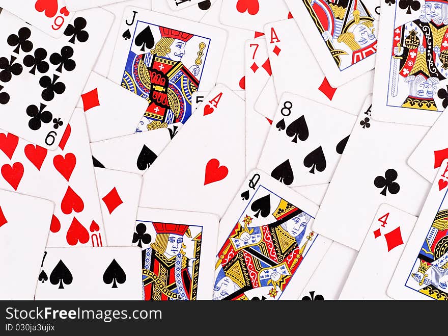 Scattered Playing Cards Face Up For Background. Scattered Playing Cards Face Up For Background