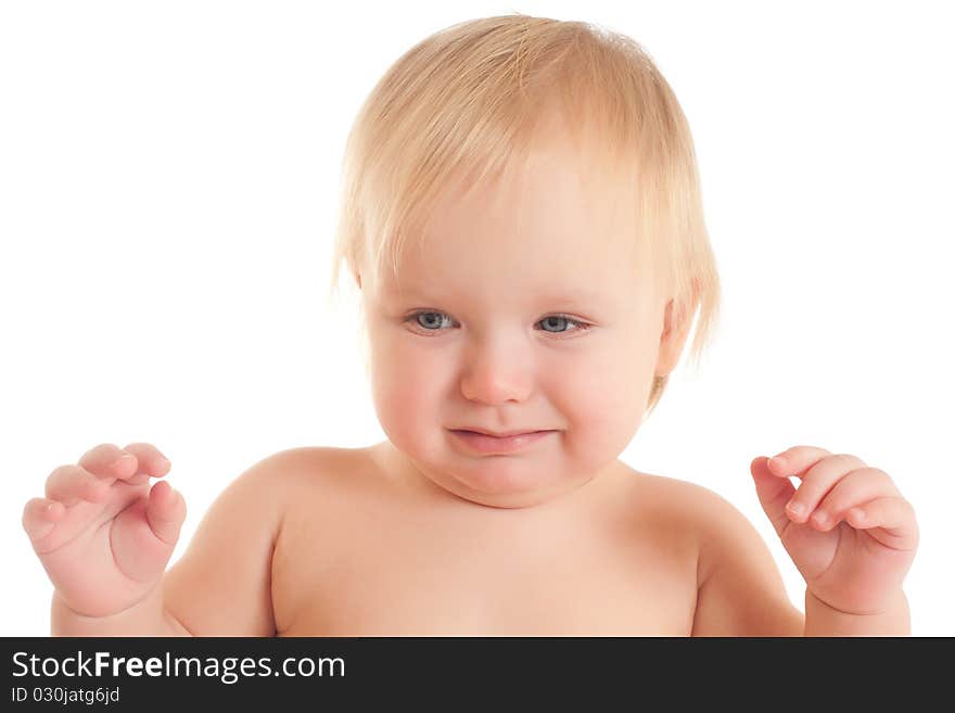 Portrait of disappointed young sitting baby. Portrait of disappointed young sitting baby