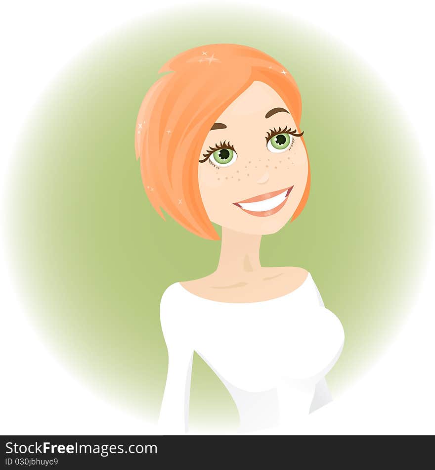 Vector illustration: young woman smile. Vector illustration: young woman smile.