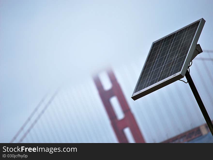 Photovoltaic power with the golden gate background