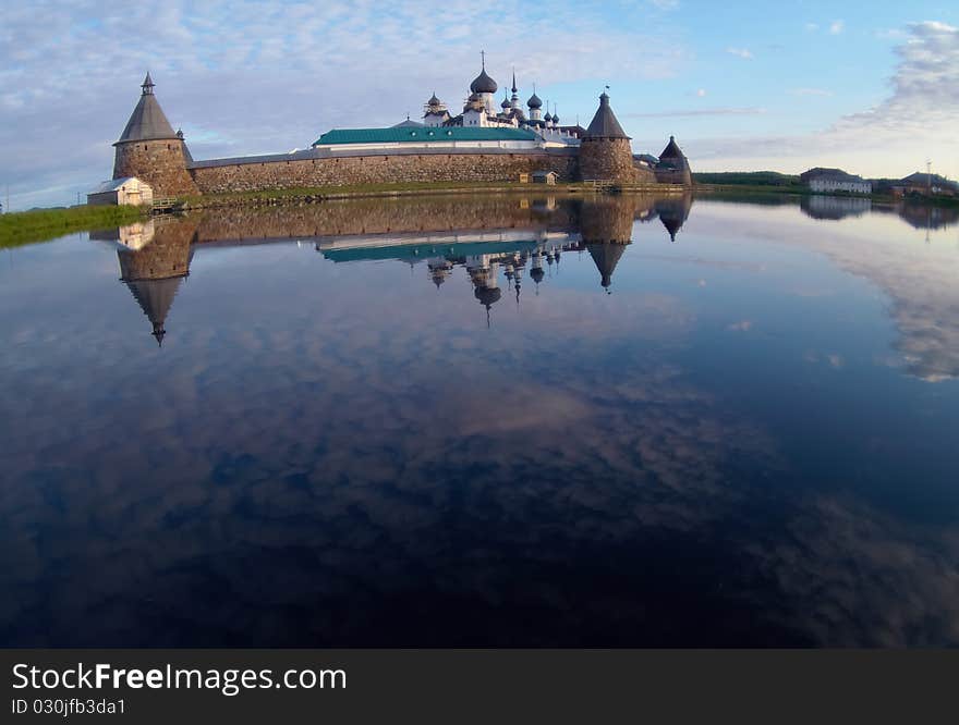 Scenic view of Solovestsky monastery on White sea coastline, Karelia, Russian Federation. Scenic view of Solovestsky monastery on White sea coastline, Karelia, Russian Federation.