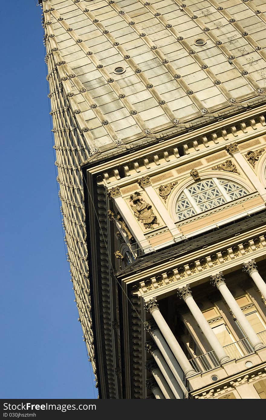 Details of the dome of the Mole Antonelliana in Turin. Details of the dome of the Mole Antonelliana in Turin