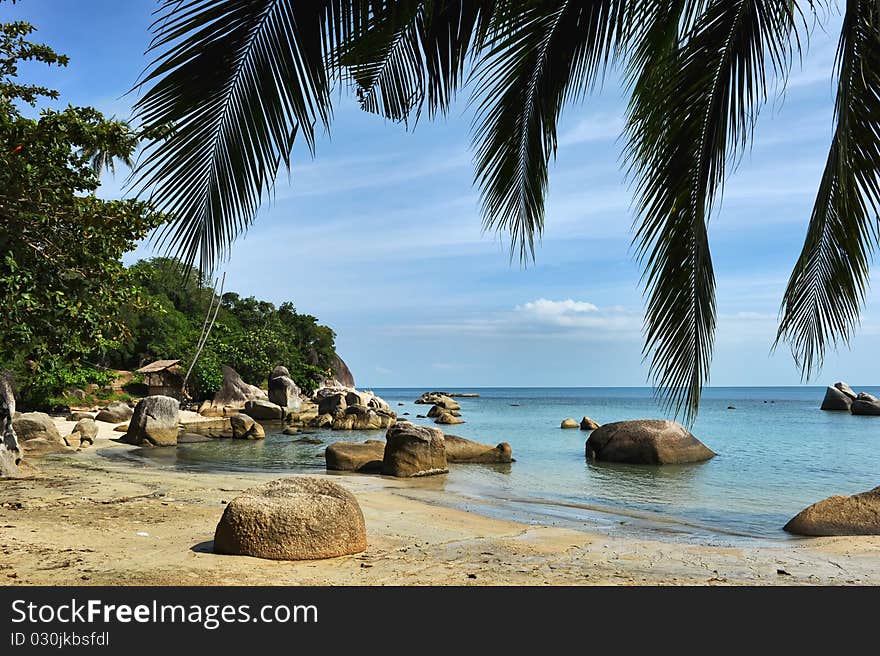 Lamai beach with turquoise water and blue sky. Lamai beach with turquoise water and blue sky