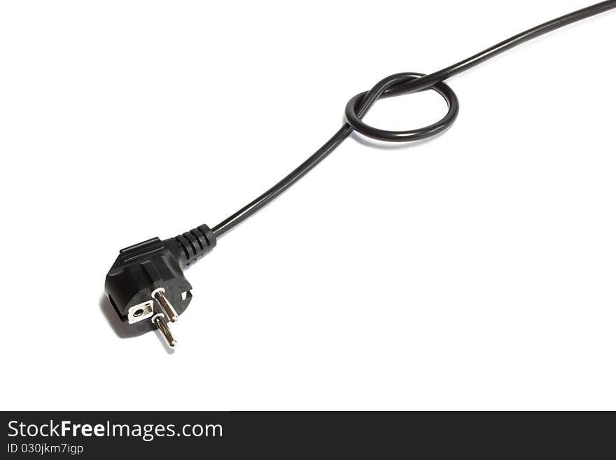 Black power plug – isolated on white background.