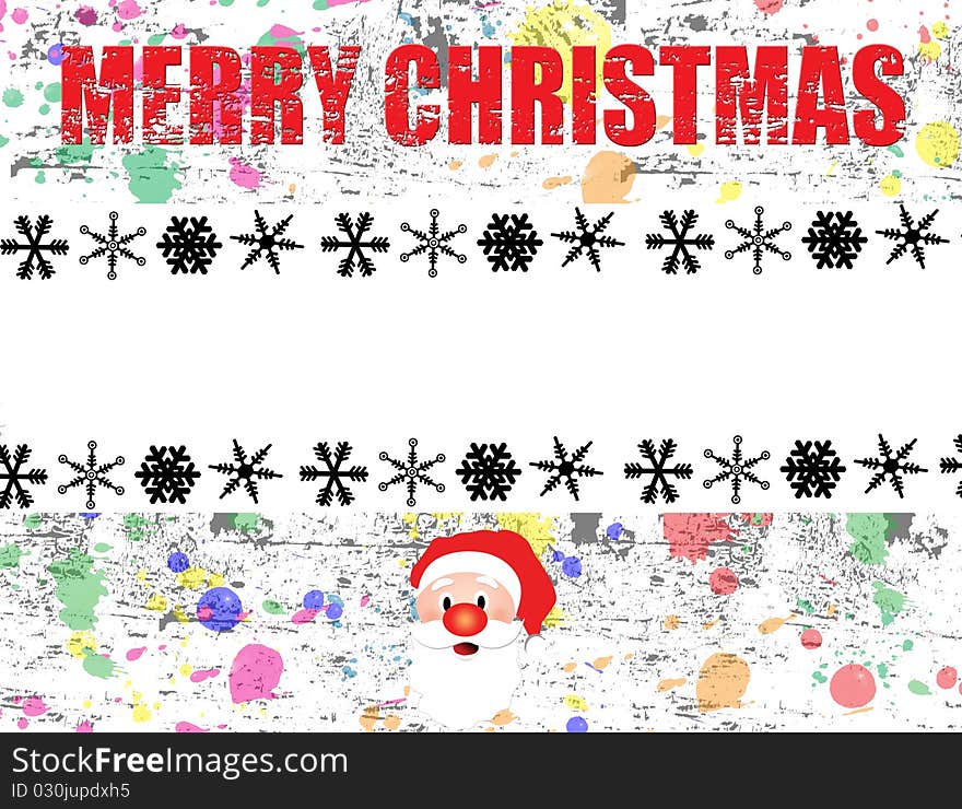 Merry Christmas grunge background with Santa and snowflakes. Merry Christmas grunge background with Santa and snowflakes